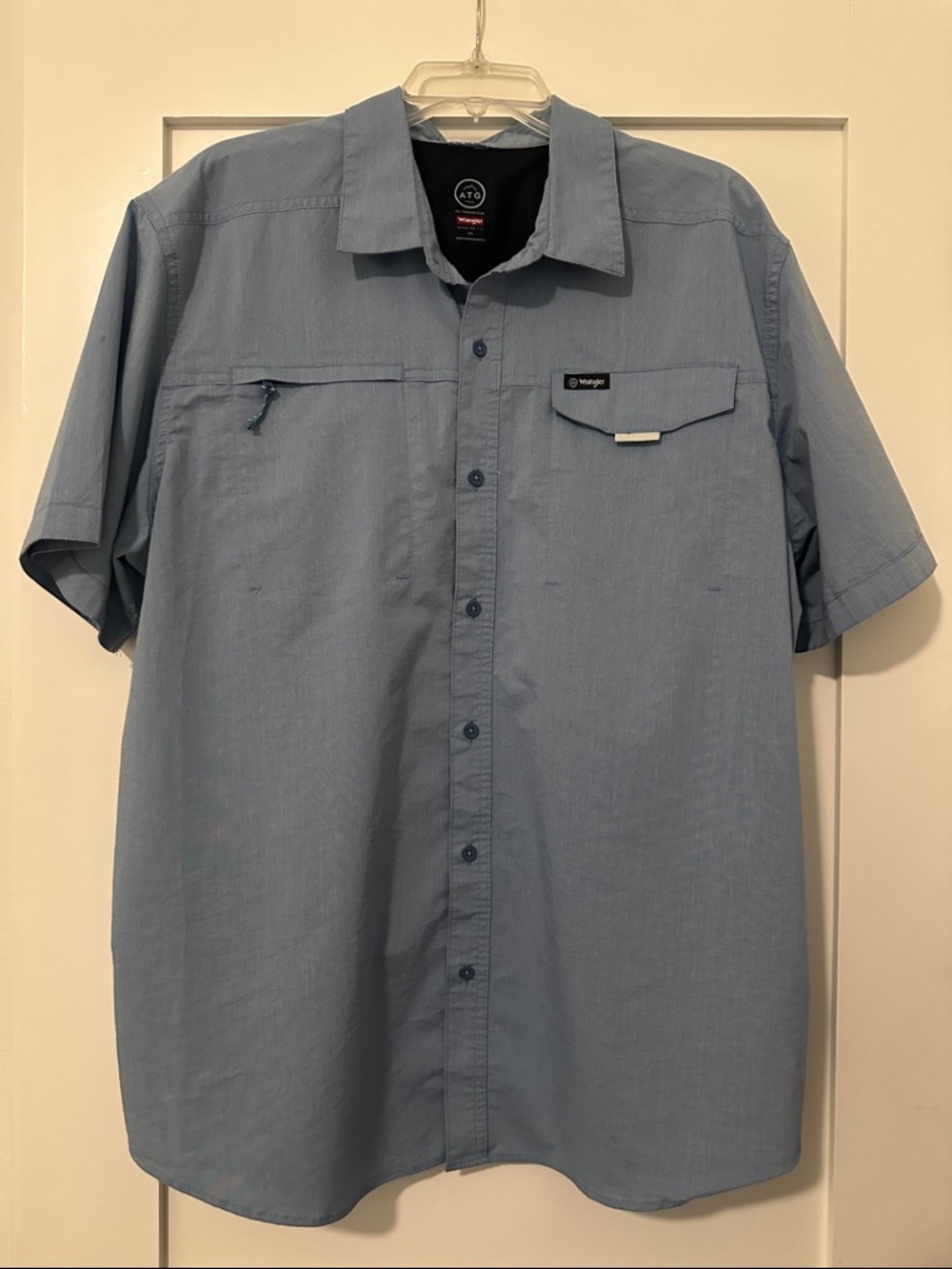 Wrangler ATG Short Sleeve Casual Button Shirt - Light Blue size XL